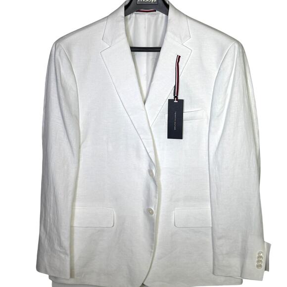 Tommy Hilfiger Men's Modern-Fit 100% Linen Sport Coat bright White 46S$295